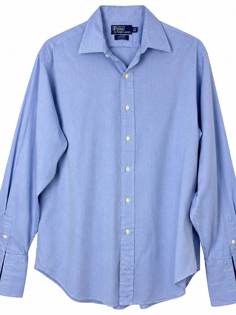 Polo Ralph Lauren Curham Classic Fit Blue Dress Shirt Men 17 35 Herringbone